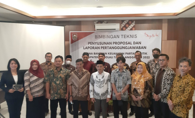 KEGIATAN BIMBINGAN TEKNIS  BANTUAN KEUANGAN PARTAI POLITIK KABUPATEN BOYOLALI TAHUN ANGGARAN 2022